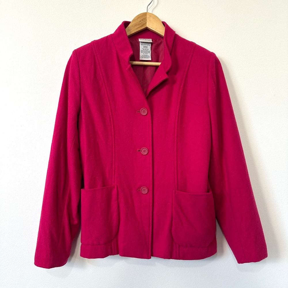 VTG‎ 90s White Stag Wool Jacket Magenta Fire Pink Wool Blend Small 4/6 Colorful
